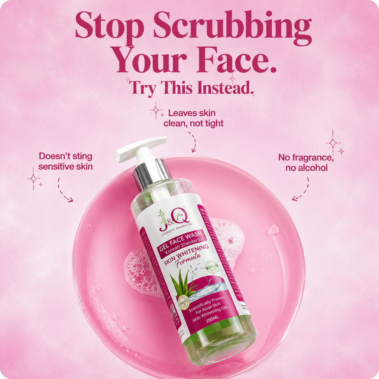 I&Q Korean Standard Aloe Vera Gel Face Wash – Skin Brightening Formula