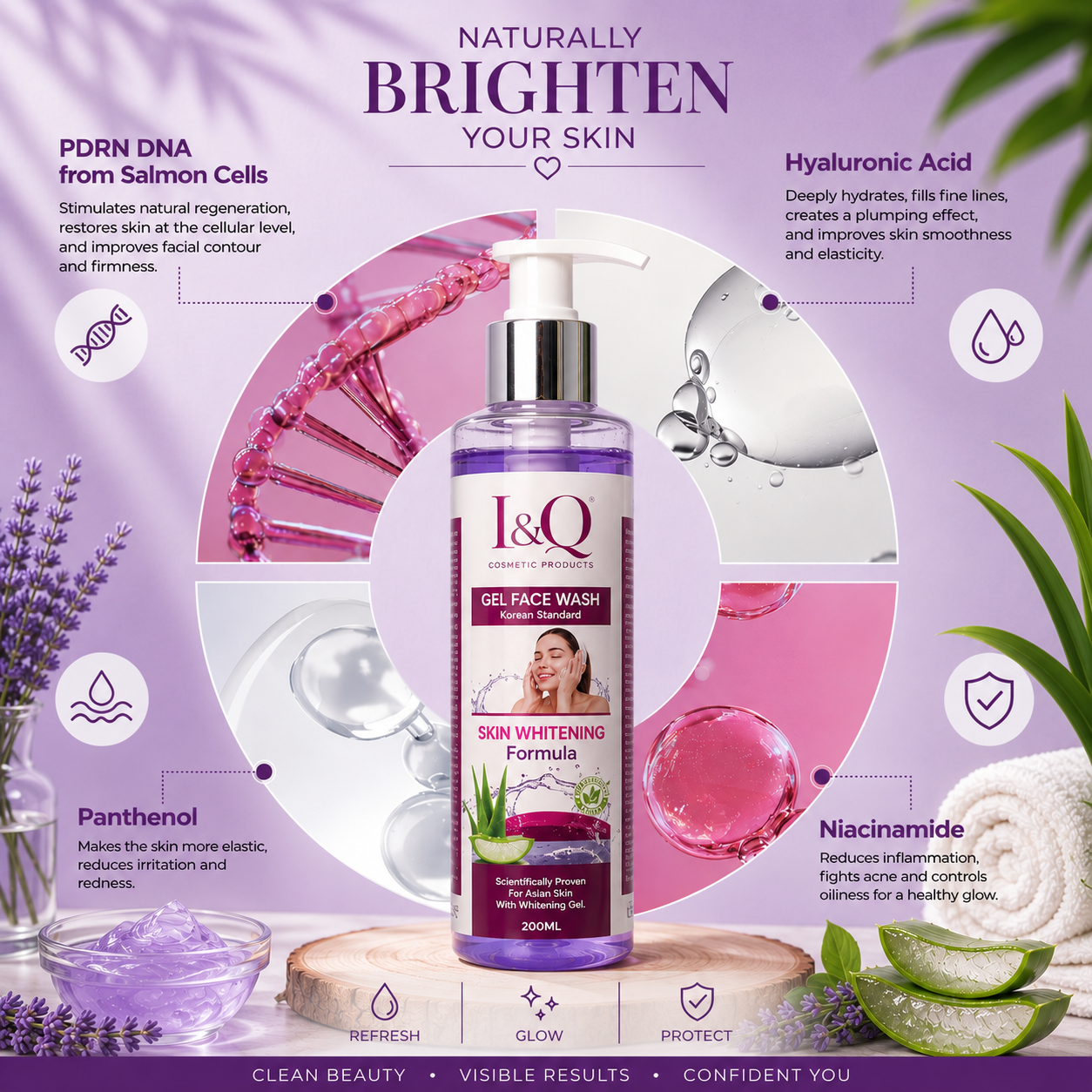 I&Q Korean Standard Gel Face Wash – Aloe Vera Skin Brightening Formula