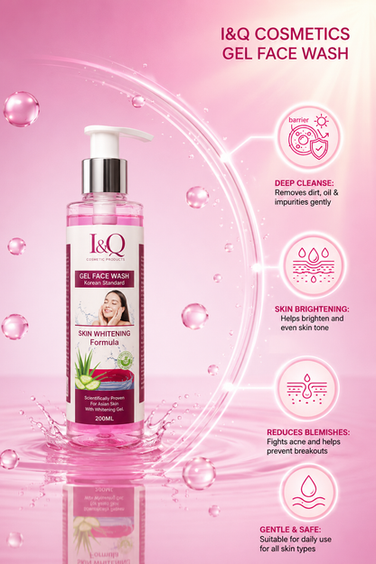 I&Q Korean Standard Aloe Vera Gel Face Wash – Skin Brightening Formula